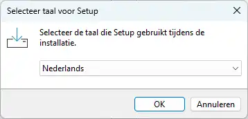 Taal selecteren voor de installatie van OAS Outlook Assistant Suite